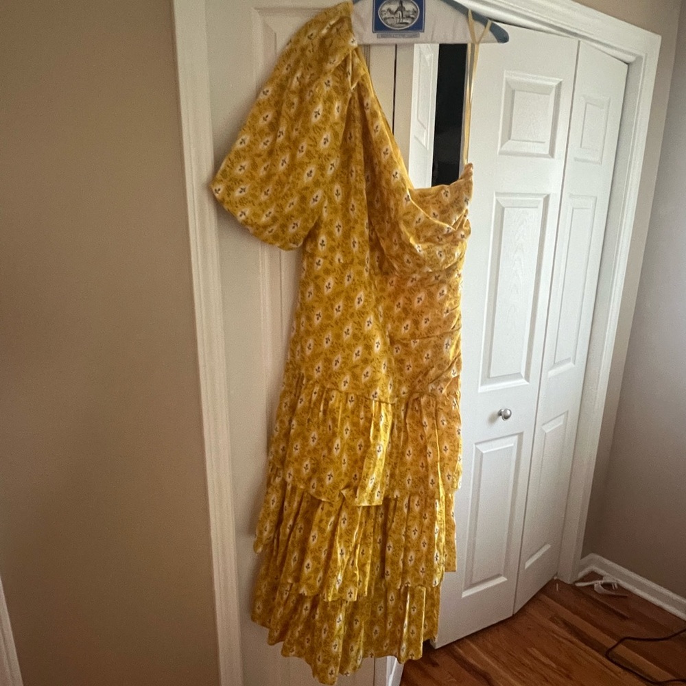 Veronica Beard Yellow/ Golden One-Shoulder Dress - Picture 5 of 6